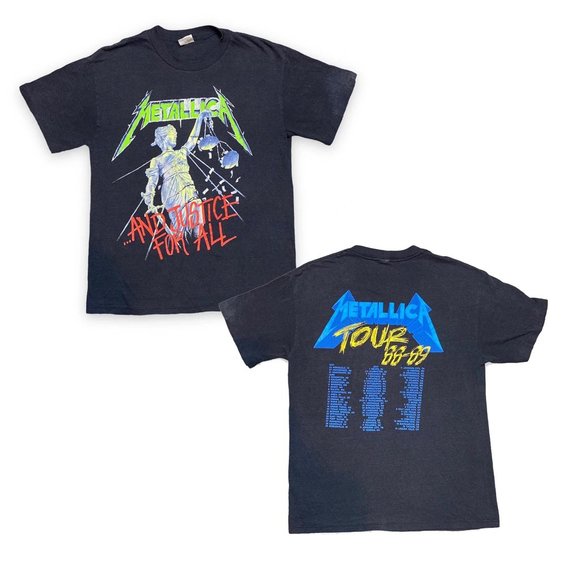 Metallica And Justice For All 1988 - 1989 Vintage Tour Tee 50/50 Size L